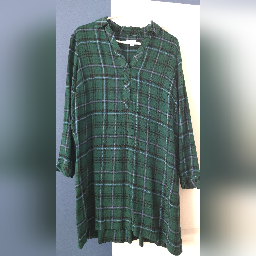 J. Jill Green and Navy Plaid Shirt